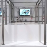 Nice White Marble Aerobic Exercise Hydrotherapy Bathtub With a TV Screen